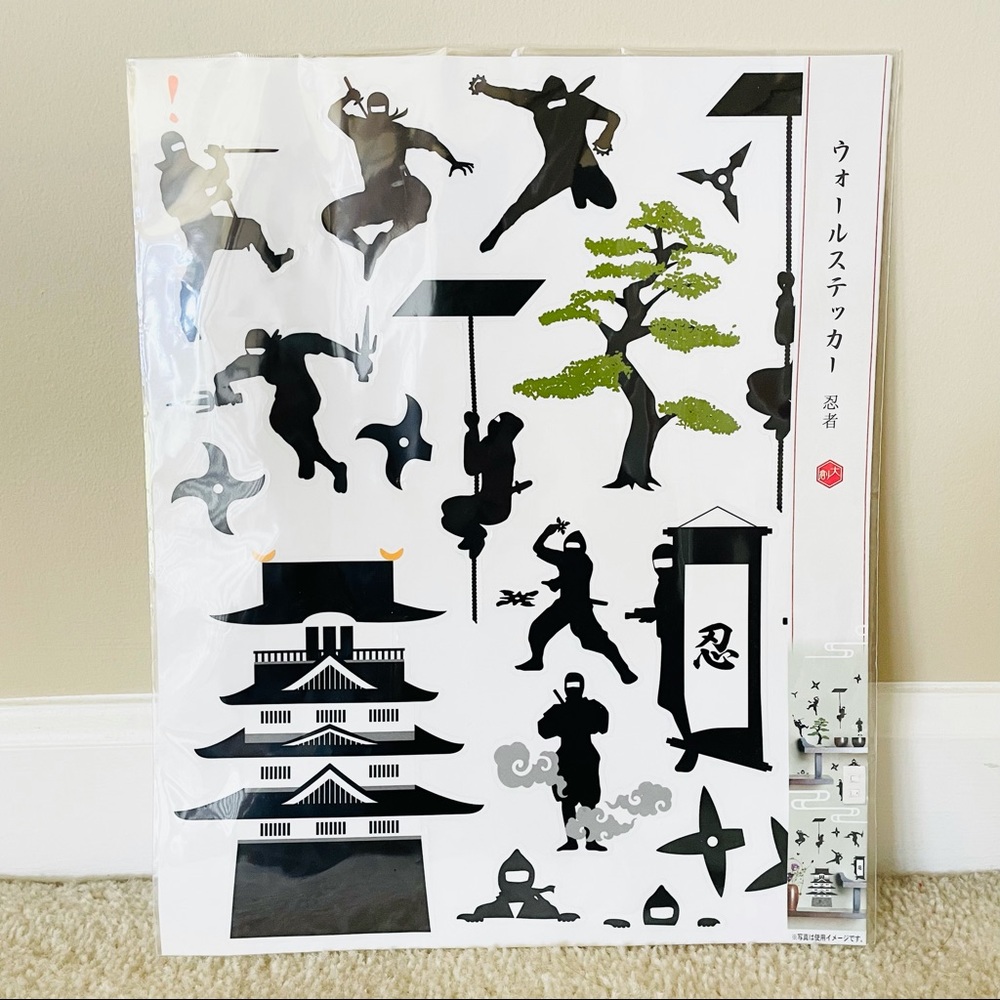 Japanese Ninja Wall Stickers Set Sheet NWT From Daiso Japan